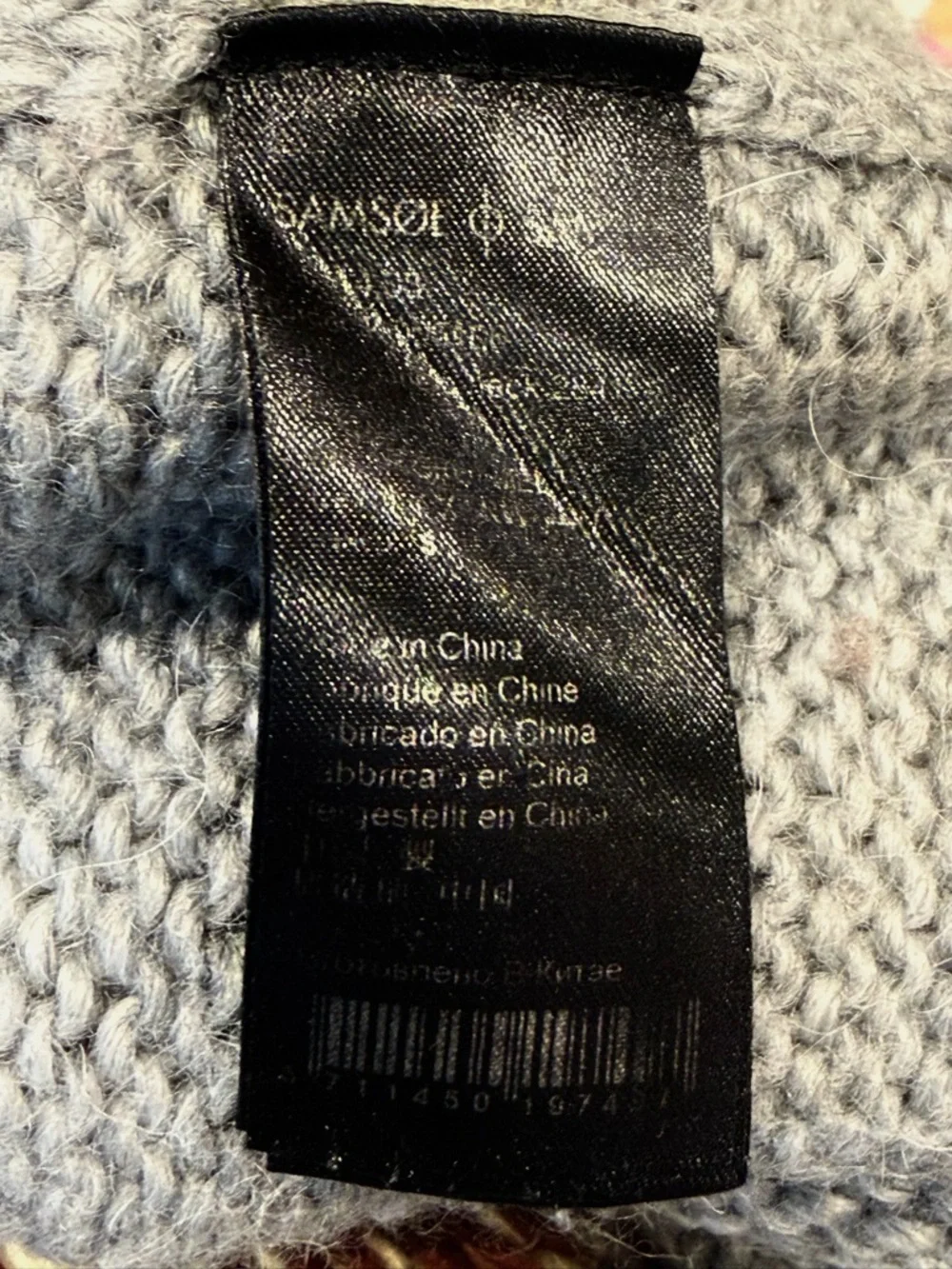 SAMSOE Samsoe Alpaca Fair Isle Sweater, oversized, grey-yellow, S, GUC - Picture 9 of 13